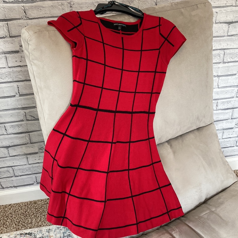 Sequin Hearts Girls Red Knit Dress sz. L